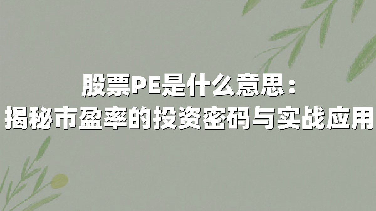 股票PE是什么意思：揭秘市盈率的投资密码与实战应用