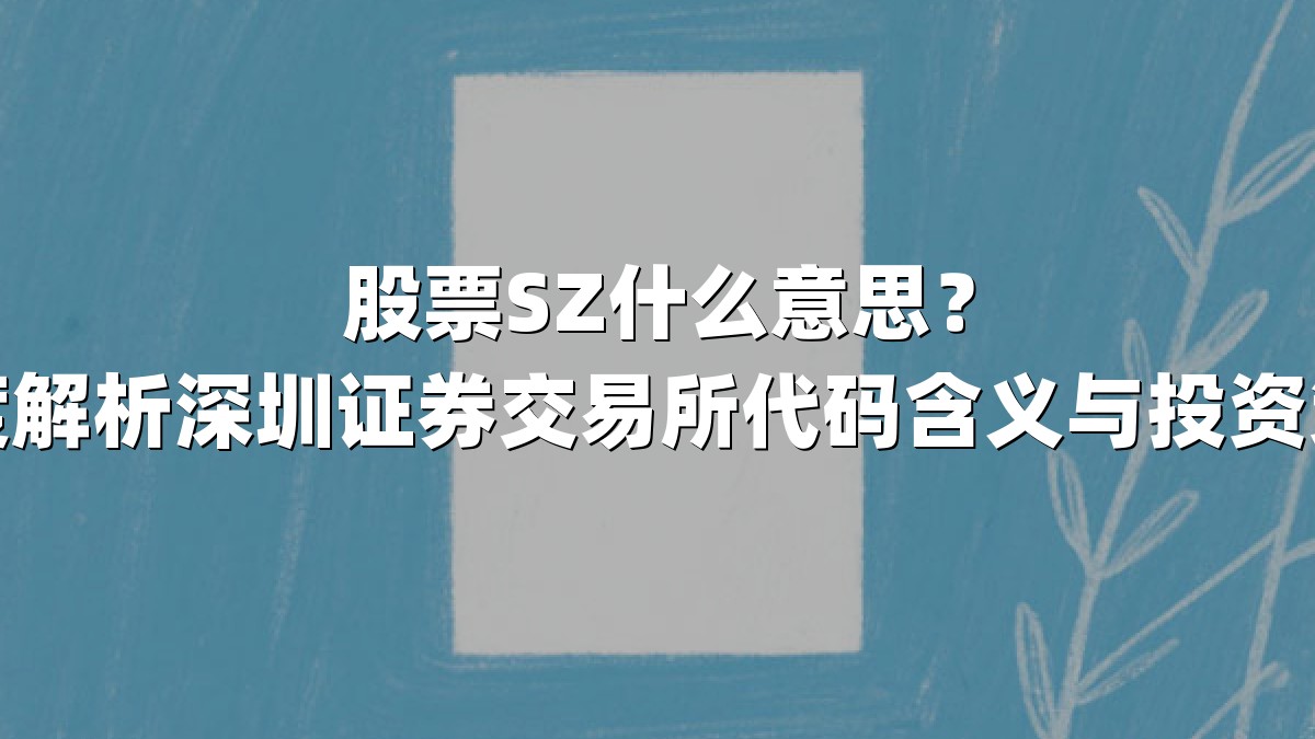 股票SZ什么意思？深度解析深圳证券交易所代码含义与投资策略