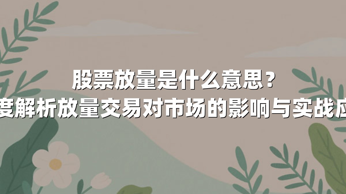 股票放量是什么意思?深度解析放量交易对市场的影响与实战应用
