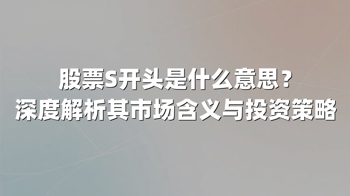 股票S开头是什么意思？深度解析其市场含义与投资策略