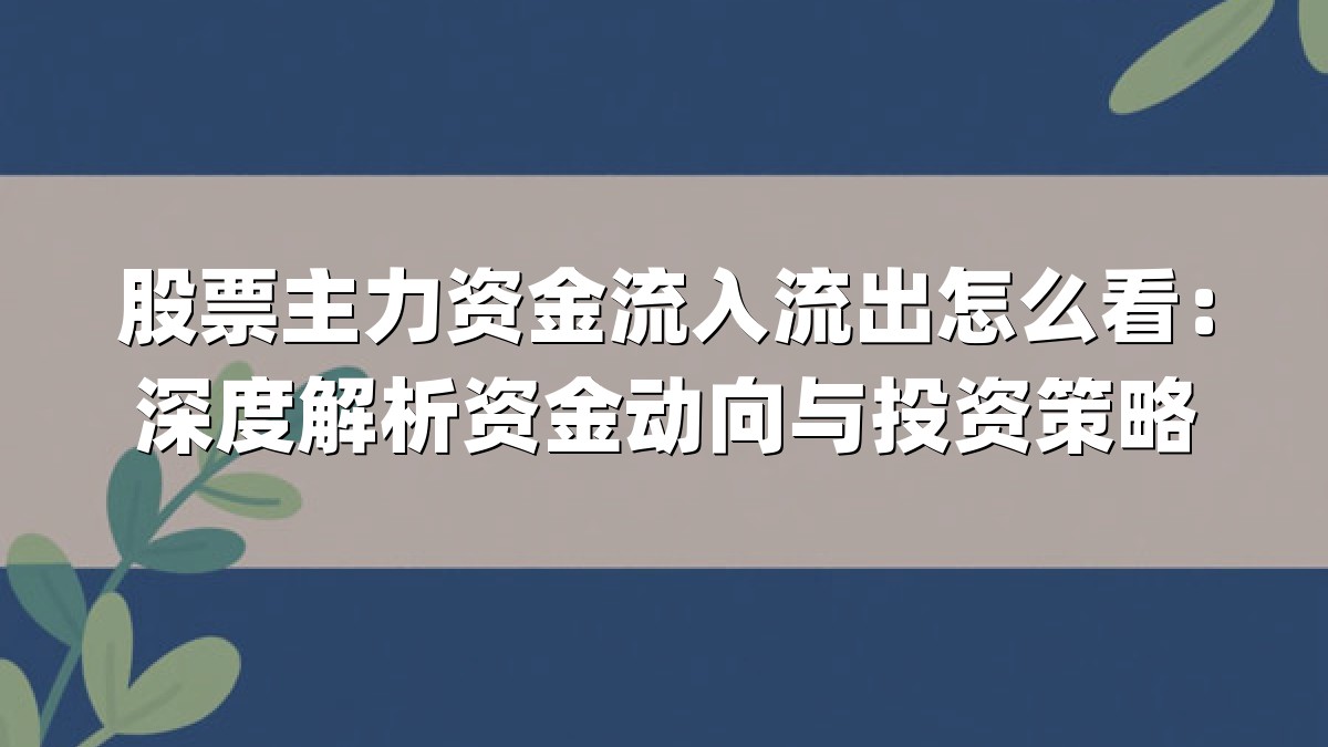 股票主力资金流入流出怎么看:深度解析资金动向与投资策略