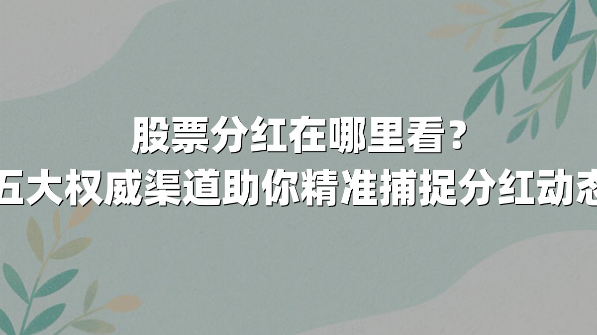 股票分红在哪里看？五大权威渠道助你精准捕捉分红动态