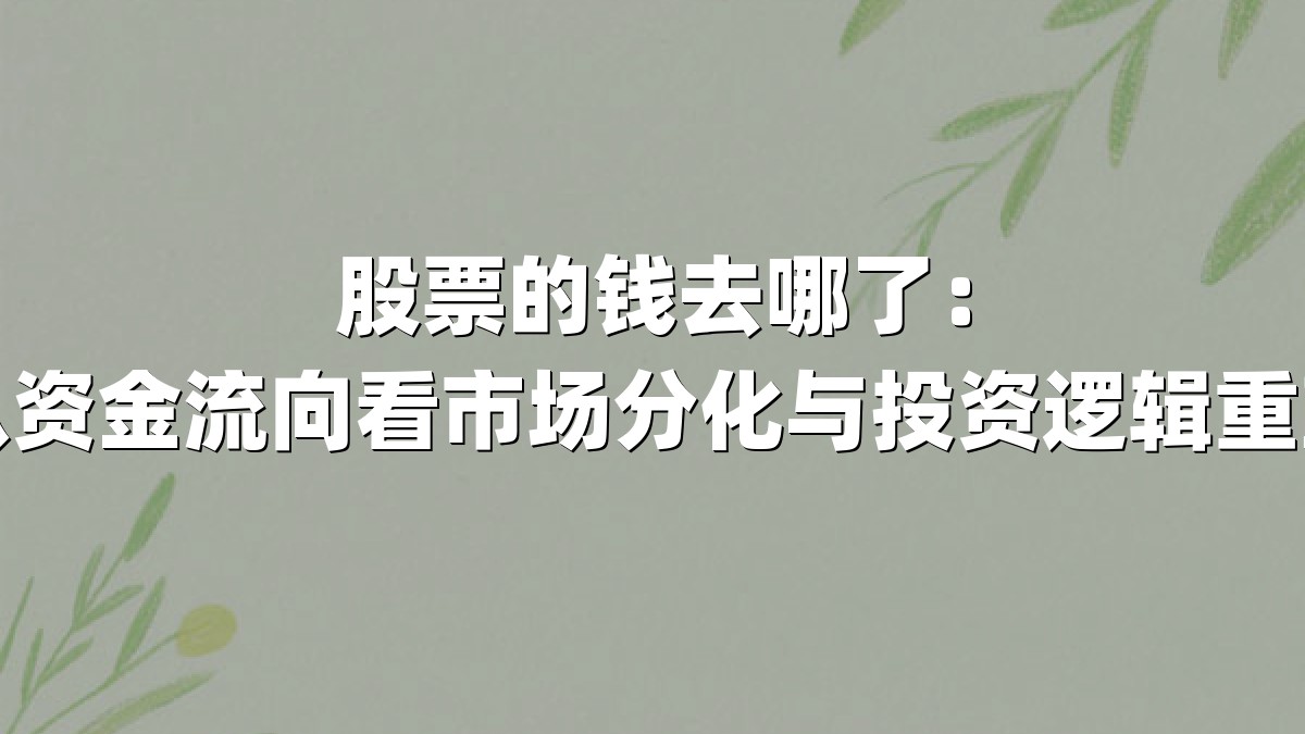 股票的钱去哪了：从资金流向看市场分化与投资逻辑重塑