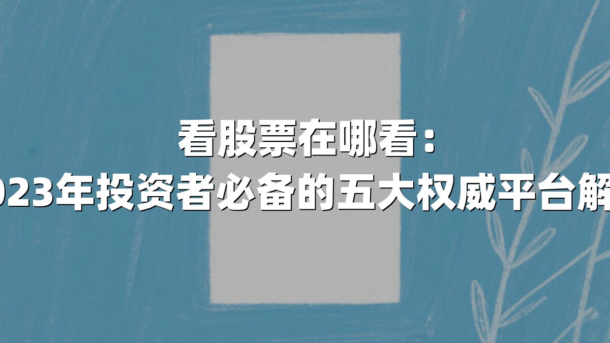 看股票在哪看：2023年投资者必备的五大权威平台解析