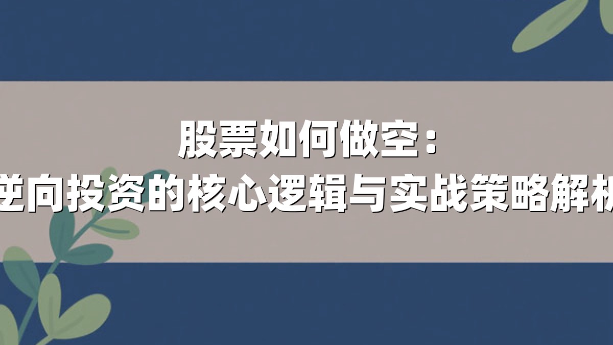 股票如何做空:逆向投资的核心逻辑与实战策略解析