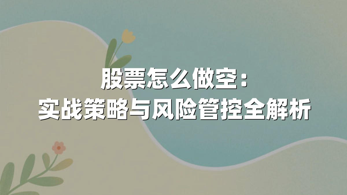 股票怎么做空：实战策略与风险管控全解析