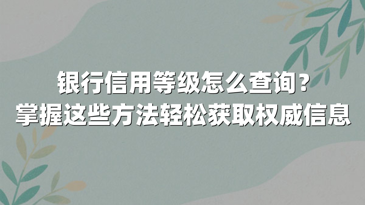 银行信用等级怎么查询?掌握这些方法轻松获取权威信息