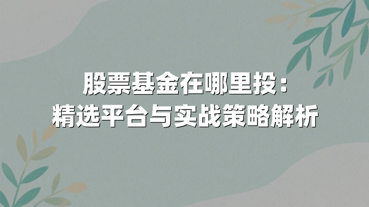 股票基金在哪里投：精选平台与实战策略解析
