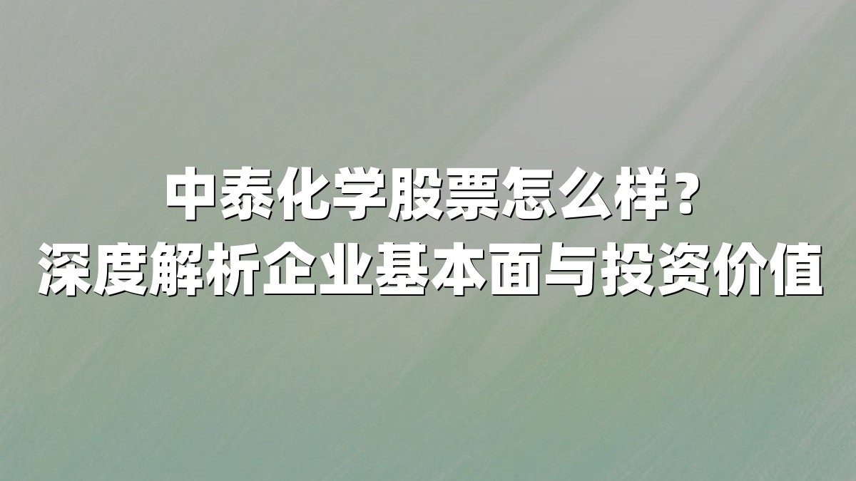中泰化学股票怎么样?深度解析企业基本面与投资价值