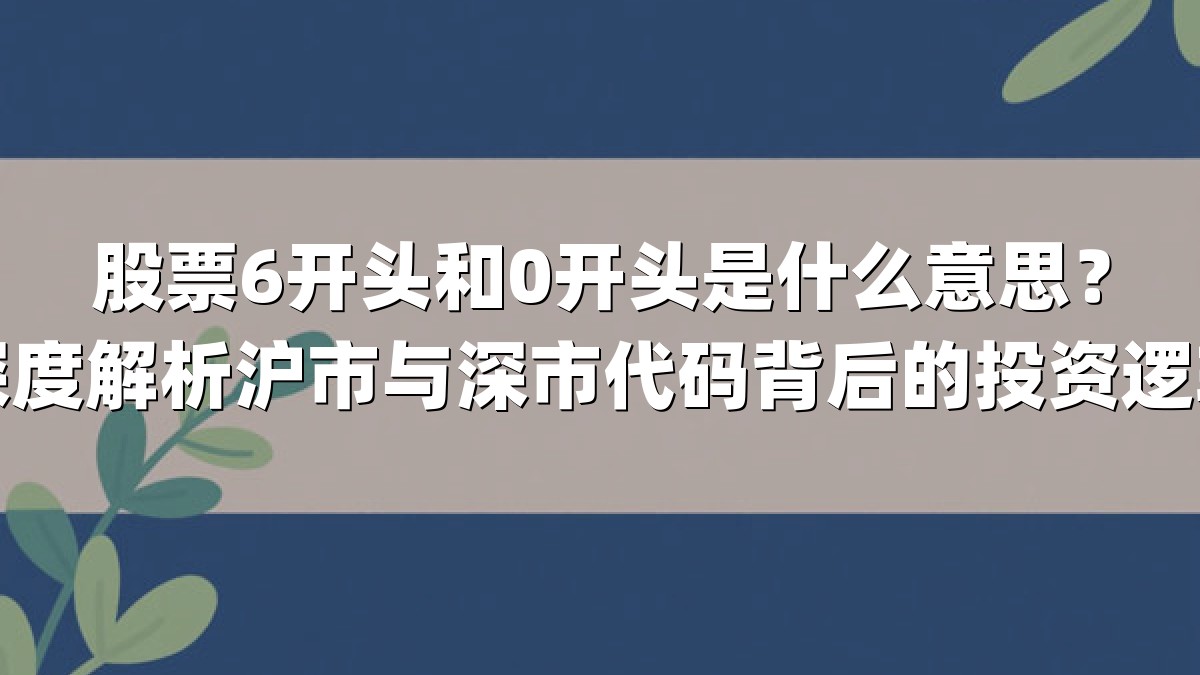 股票6开头和0开头是什么意思？深度解析沪市与深市代码背后的投资逻辑