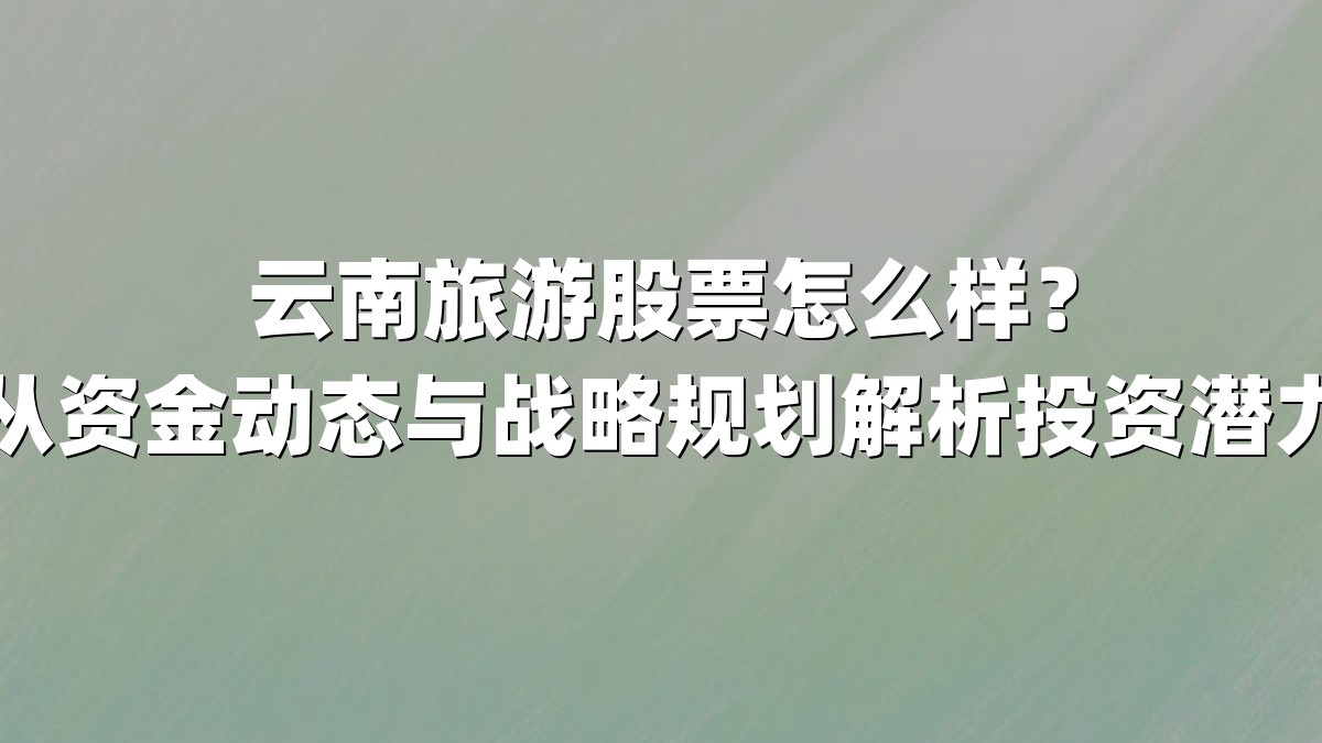 云南旅游股票怎么样？从资金动态与战略规划解析投资潜力