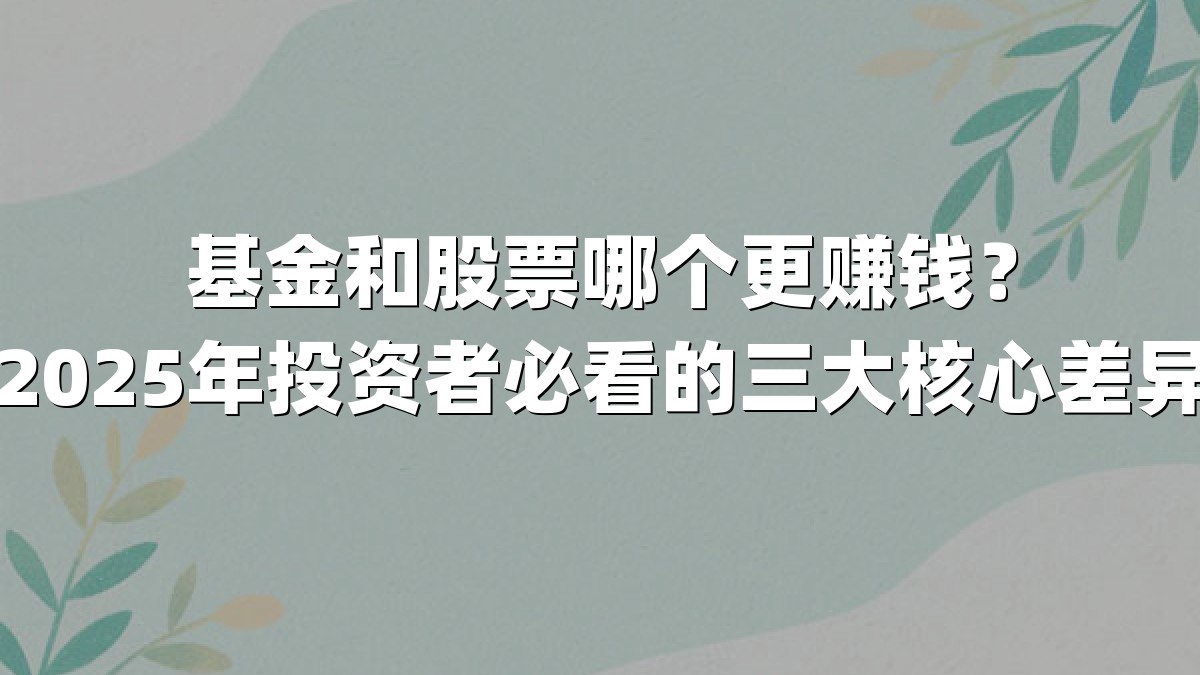 基金和股票哪个更赚钱?2025年投资者必看的三大核心差异