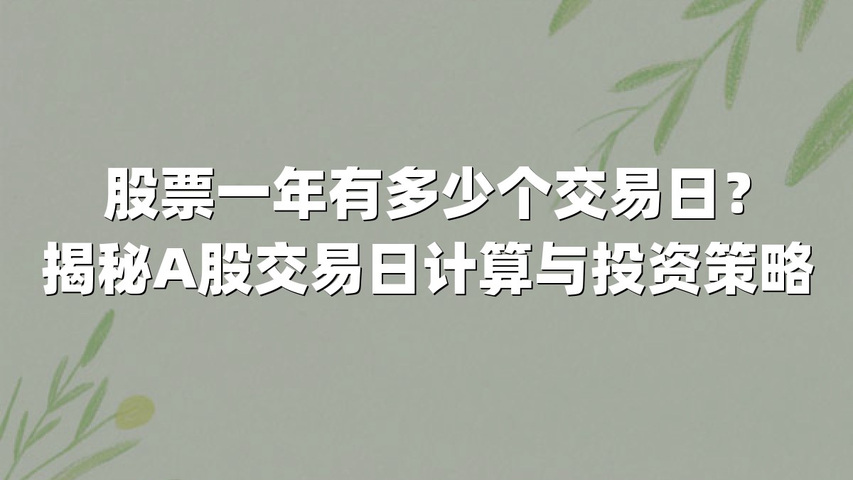 股票一年有多少个交易日？揭秘A股交易日计算与投资策略