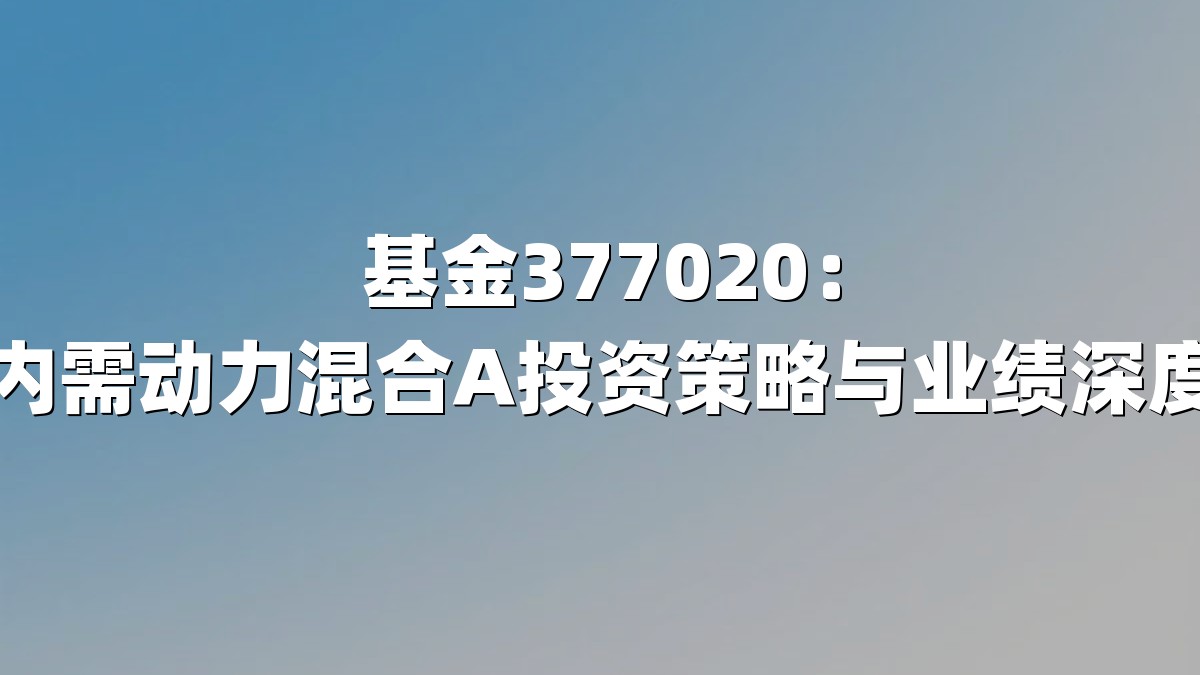 基金377020：摩根内需动力混合A投资策略与业绩深度解析