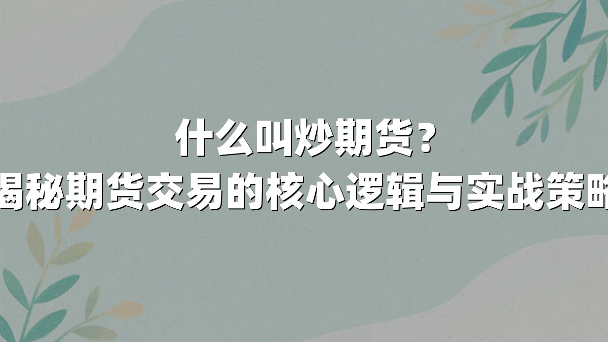什么叫炒期货？揭秘期货交易的核心逻辑与实战策略
