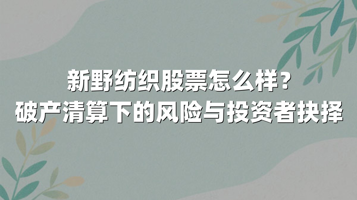 新野纺织股票怎么样？破产清算下的风险与投资者抉择