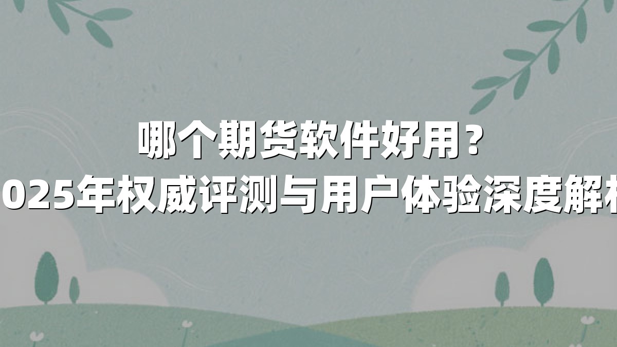 哪个期货软件好用?2025年权威评测与用户体验深度解析