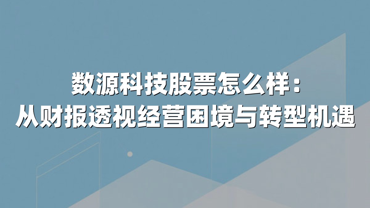 数源科技股票怎么样：从财报透视经营困境与转型机遇