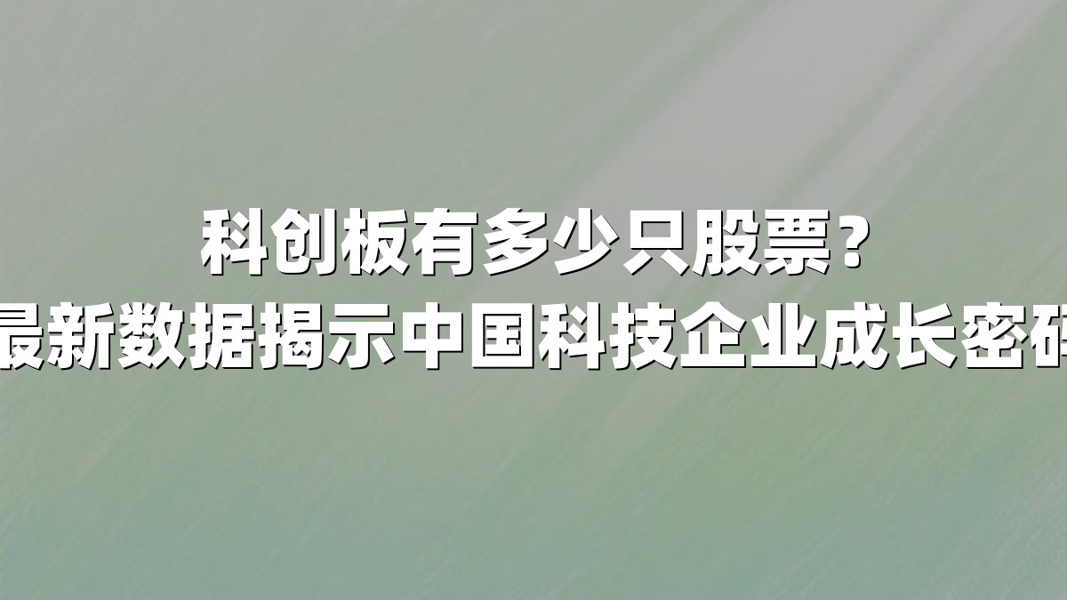 科创板有多少只股票？最新数据揭示中国科技企业成长密码