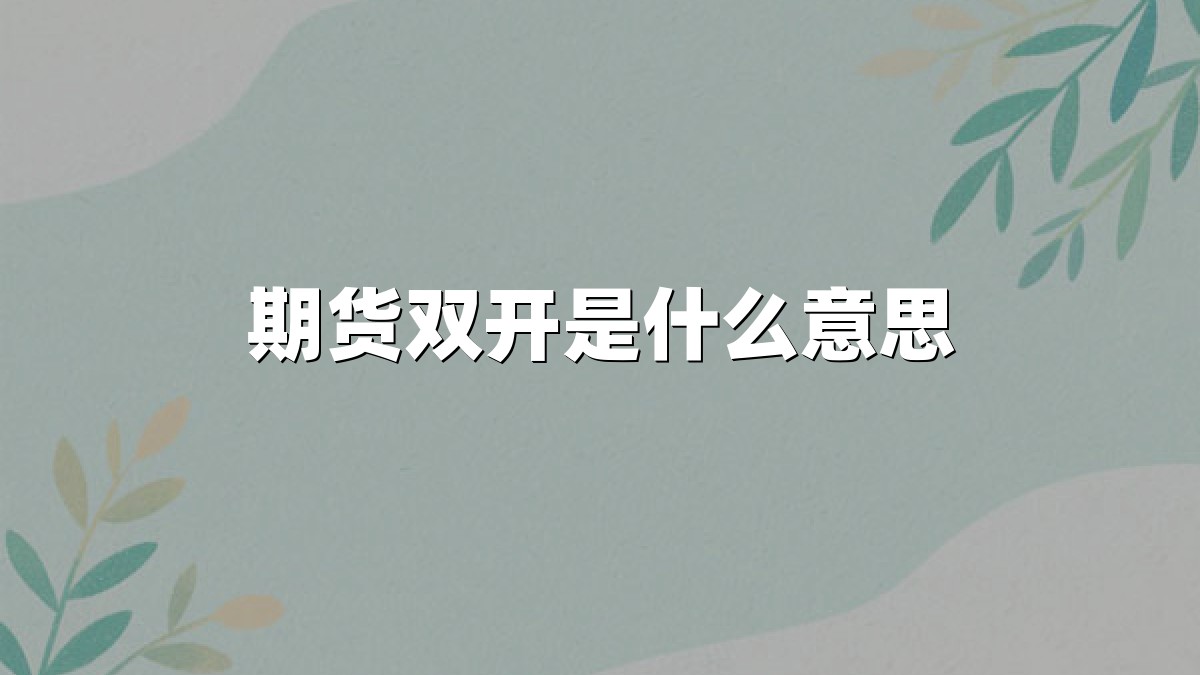 期货双开是什么意思