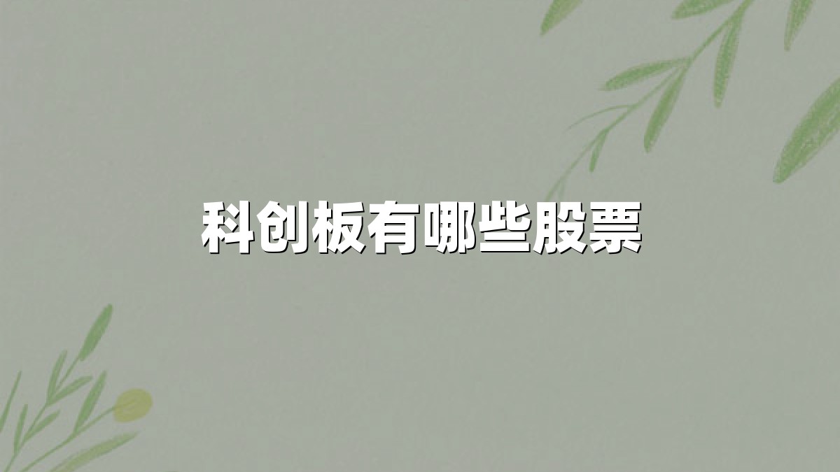 科创板有哪些股票