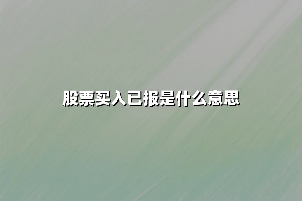 股票买入已报是什么意思(股票买入已报后多久能成交)