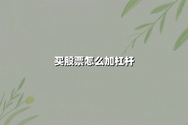 买股票怎么加杠杆(买股票怎么加杠杆怎么办理)