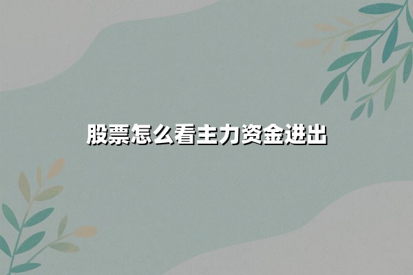 股票怎么看主力资金进出(主力资金监控指标哪个最实用)