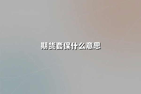 期货套保什么意思(期货提保什么意思)
