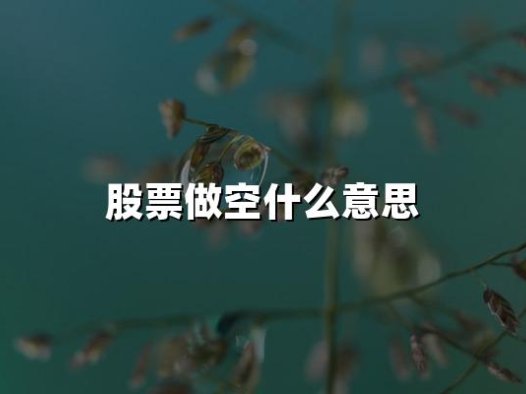 股票做空什么意思(2024年权威解答)