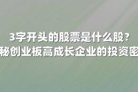 3字开头的股票是什么股？揭秘创业板高成长企业的投资密码