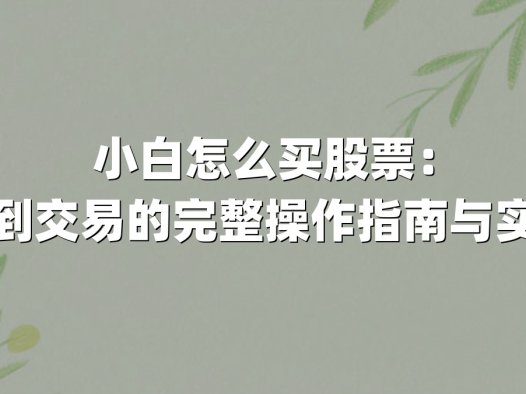 小白怎么买股票：从开户到交易的完整操作指南与实战技巧