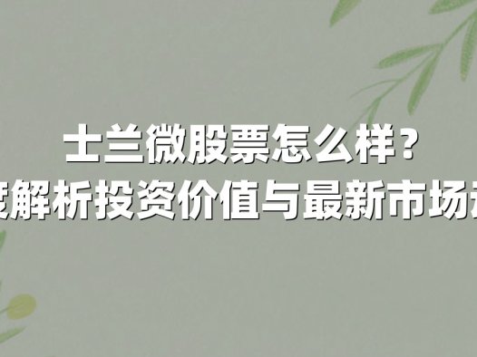 士兰微股票怎么样？深度解析投资价值与最新市场动态
