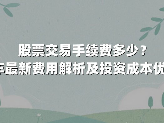 股票交易手续费多少?2025年最新费用解析及投资成本优化指南