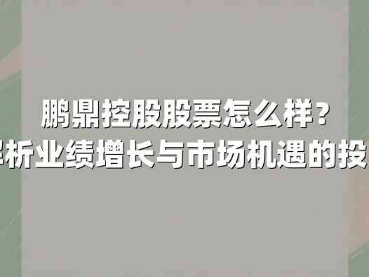 鹏鼎控股股票怎么样?深度解析业绩增长与市场机遇的投资前景
