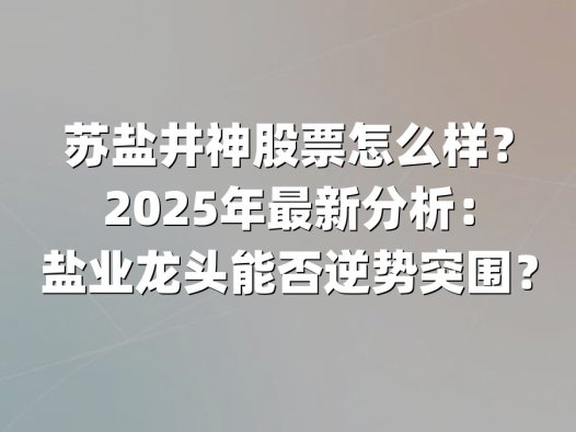 苏盐井神股票怎么样？2025年最新分析：盐业龙头能否逆势突围？