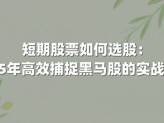 短期股票如何选股：2025年高效捕捉黑马股的实战策略