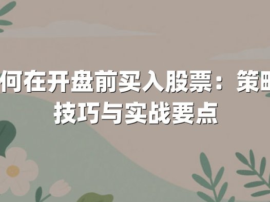 如何在开盘前买入股票：策略、技巧与实战要点