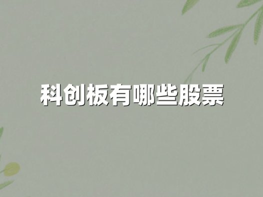 科创板有哪些股票