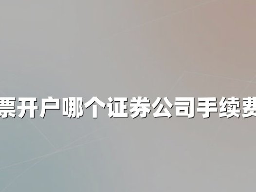 股票开户哪个证券公司手续费低
