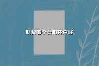 期货哪个公司开户好？如何选择优质期货公司及开户全流程解析