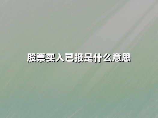 股票买入已报是什么意思(股票买入已报后多久能成交)